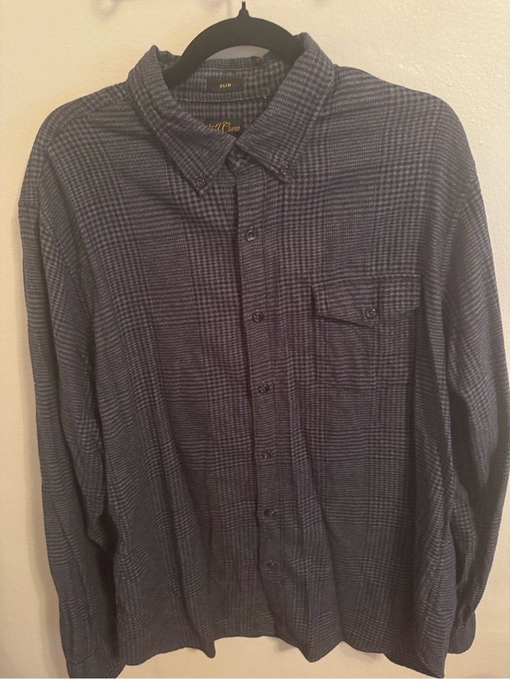 J.Crew Men’s XL Slim Cotton Cashmere Button Down Shirt Blue Plaid